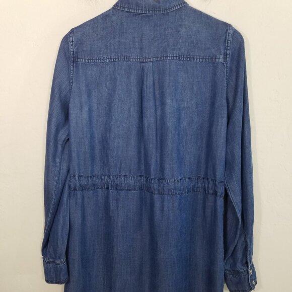 Tommy Hilfiger Long Sleeve Button Up Dress with Pockets Blue - Picture 8 of 9